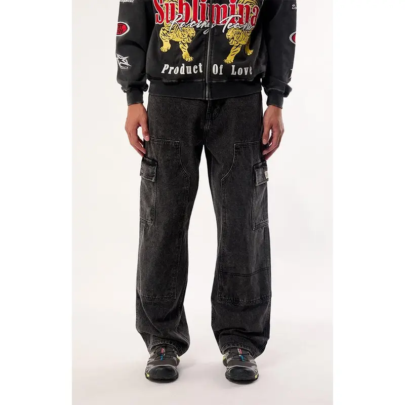 Pacsun Men's Dylan Baggy Jeans Cargo Carpenter Faded Black