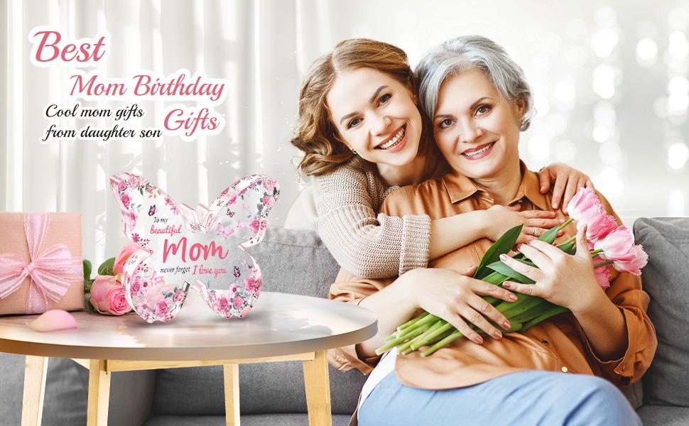 Mothers Day Gifts for Mom from Daughter Son Unique Birthday Gifts, Butterfly-Shaped Acrylic Keepsake Decorations, 5x3.8 inch Valentines Day Presents Ideas for Love Mom Grandma Wife
