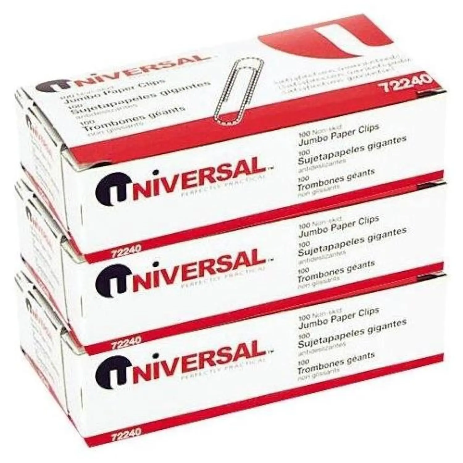 Universal Nonskid Jumbo Paper Clips Wire Silver for Office Use 300 Count Multi-Pack