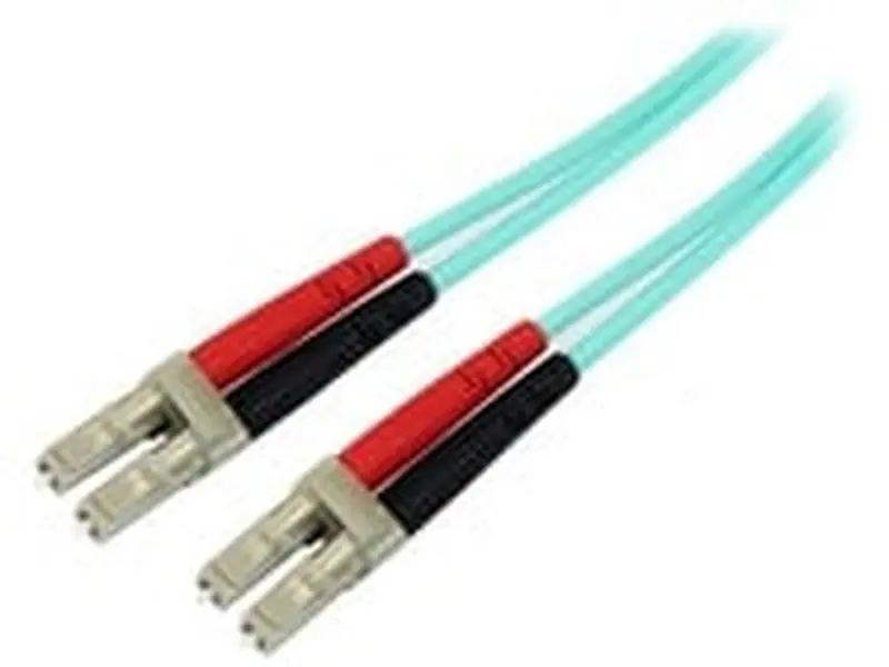Startech 450FBLCLC2 2M OM4 Duplex LC-LC Aqua Laser-Optimized Wired Fiber Optic Patch Cable, VCSEL Array Technology, Audio & Video Accessory, Tech Accessories, Gadgets and Gizmos