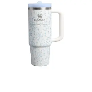 STANLEY x LoveShackFancy The Quencher Protour Flip Straw Tumbler 30oz in Coquette Bow Winter Ice