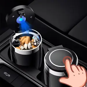 Portable Car Ashtray with LED Light, Car Cigarette Ash Tray with Lid, Detachable Stainless Steel Car Ashtray, Car Interior Accessories for Most Cars, Automotive, Holder, Car Storage Organizer