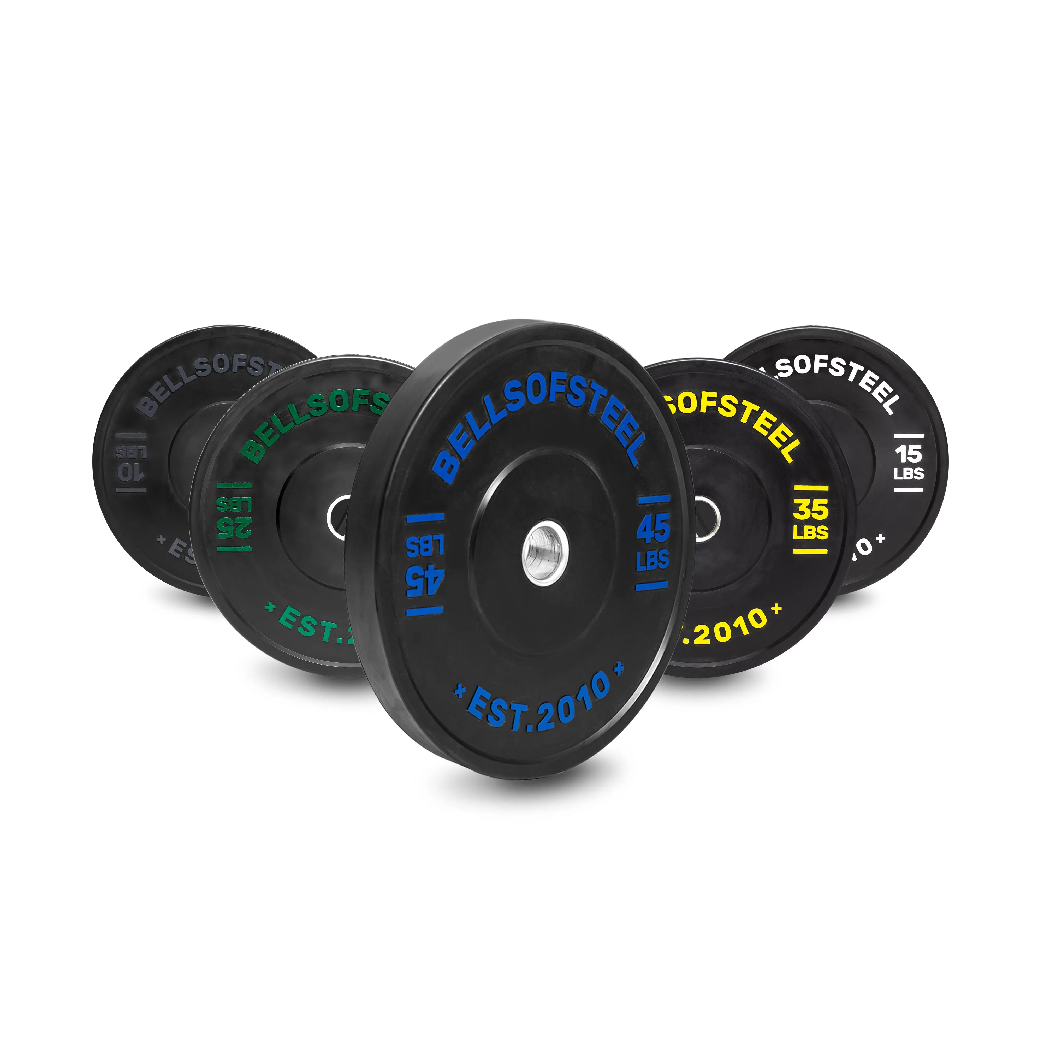 Bells of Steel Dead Bounce Conflict Bumper Plates - Virgin Rubber Barbell Weights, Precisely Calibrated, Cylindrical Workout Ready Multi-Size Options for Fitness Weight Training, Weight Plate Plates