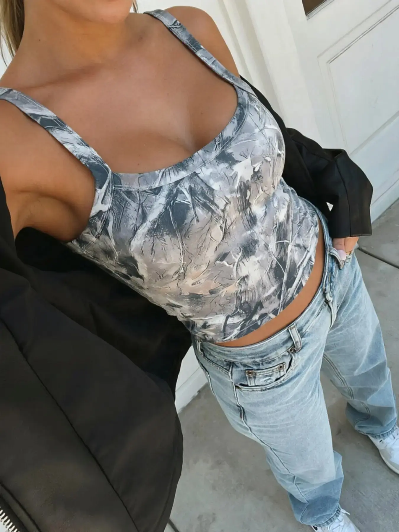 Women's Fashion Cool Versatile Spaghetti Strap Top, Street Style Comfortable Camouflage Print Slim Fit Camisole Tops Casual Comfy Cami Ladies' Summer Shirt Womenswear