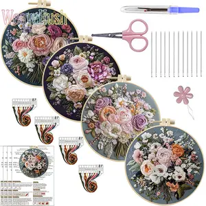 New Arrival Embroidery DIY Bouquet Kit, handmade fabric material package with complete needles and threads. Creative DIY craft set, non-finished product, easy to make. Great for handmade gifts, home decor, leisure crafting and art creation.        Can you