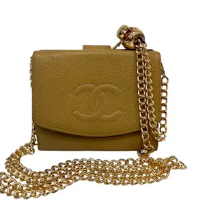 Pre-owned CHANEL caviar leather Crossbody Bags Beige Timeless Compact Wallet