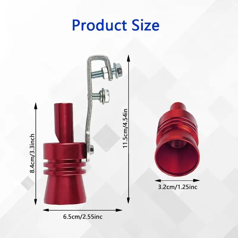 3PCS Car Exhaust Pipe Decorative Whistle, Aluminum Alloy Vehicle Decor Accessory, Universal Fit for Most Cars, Red