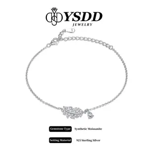 【9.13 Feather】Aesthetic 1/2CT Pear Cut Bracelet vvs Synthetic Moissanite Bracelet in 925 Sterling Silver
