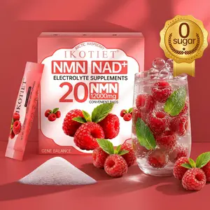 IKOTIET NAD+ Dietary Healthcare Powder Drinks - NMN Supplement for Energy Boost, Brainpower Enhancement, DNA Repair Support, Youthful Radiance - Arctic Raspberry Flavor Solid Beverage Bags (1 Box:20 Bags +1 Free Trial Pack) - US Compatible