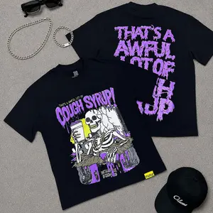 Graphic T Shirt Cough Syrup Pure Cotton Summer Casual Streetwear Hip Hop Fashion Vintage Y2K Skater Outfit Unisex Men Women Teens Thats An Awful Lot Of Cough Syrup Graphic Tee TikTok Viral Trending Urban Wear