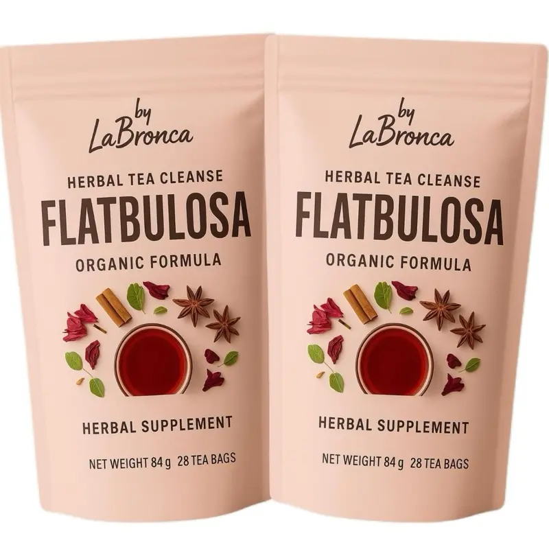 La Bronca Flatbulosa Cleanse Duo Herbal & Green Tea Bag, 84g Natural Dietary Supplement Beverage with Beauty, Vitamin & Nutrition Benefits