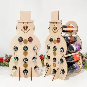 2025 Advent Calendar, Christmas Tree Snowman Liquor Bottle Holder,12 Days Countdown for Wine Beer Whiskey Wood Gift Idea Living for Room Bar Decors