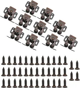 Latch Double Roller Catch Ball Catch Cabinet Latches with Spear Strike for Cupboard Closet Door, 10 count
