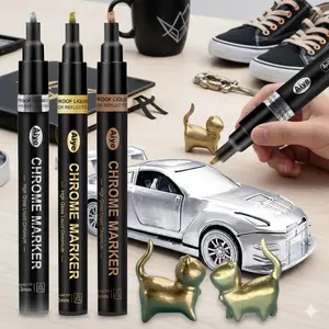 Chrome Mirror Effect Markers - Metallic Paint Pens for DIY Crafts, Art Supplies & Doodling. High-Shine Drawing Tools, Professional Graffiti Kit, Customizable Glitter Pens for Creative Projects & Gifts.