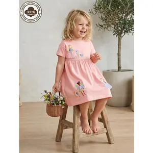 Girls' Magical Fairy Dress with 3D Mesh Sleeve & Fairy Print - Lightweight A-Line Dress Suitable 2-7 Years