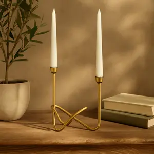 CosmoLiving by Cosmopolitan Gold Metal Decorative Candelabra