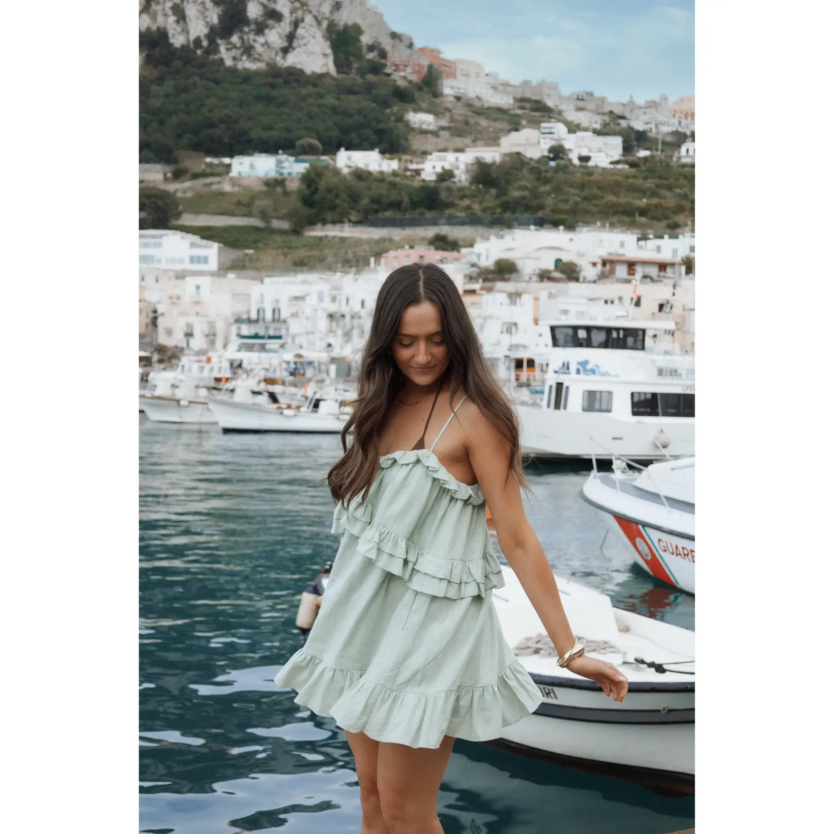 Angie Ruffle Mini Dress - Jade