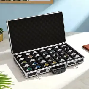 35-Slot Large Capacity Watch Storage Box with Lockable Lid Soft Cushioned Compartments Dustproof Case Versatile Strap