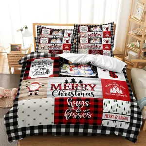 [Christmas Bedding Set] Contemporary Christmas Bedding Set Collection - Polyester 100%, Machine Washable, Woven, No Duvet Insert - 1 Duvet Cover + 2 Pillowcases Christmas And Halloween Gift Giving