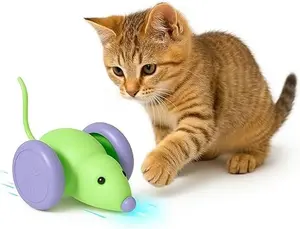 HugPaws Interactive Cat Toy USB Rechargeable Rolling Mouse with LED Lights Automatic Motion Activated Quiet Indoor Exercise for Cats & Kittens