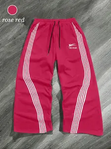 Men's Side Stripe Drawstring Waist Sweatpants, Casual Regular Fit Pocket Straight Leg Pants for Fall & Winter, Men's Trousers for Daily Wear