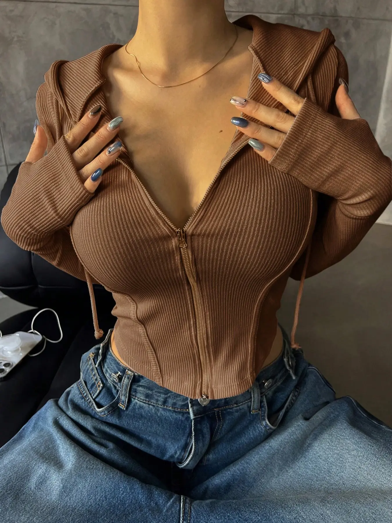 Women's Casual Zipper Hooded Jacket, Lightweight Four-Season Outerwear, Comfortable and Stylish Design, Perfect for Everyday Wear