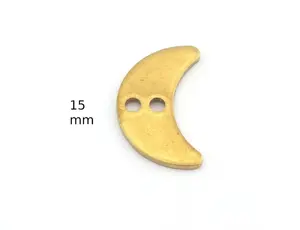 Crescent Moon 15mm 2 hole Raw Brass Connector Charms Findings Stampings 4956 - 60