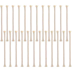 50 Pcs 1/4" Round Cotton Oil Lamp Wicks 3mm Lamp Candle Wicks Burner Braided Candles Wick Replacement Beige Cotton Wick for Alcohol Kerosene Lamps Candle Lantern