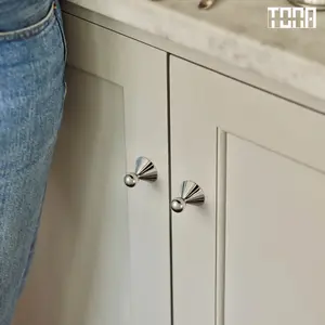 Goo-Ki 1 Pack Solid Brass Sunny Doll Cabinet Knob - Polished Titanium Silver Finish for Modern Kitchen & Drawers​