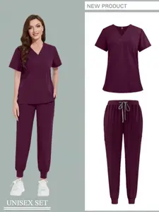 Unisex Scrub Sets Medical Clothing for Women Men Uniform Spa Soft Nursing Articles Multicolour Jogger Set Nurse Clinical Uniform