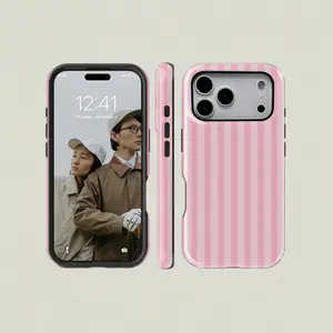 Striped Dual Layer Protective Case, Casing, Luxury New Design, Durable Shockproof Two-In-One Shell, Matte Texture & Tpu Material, Fits iPhone & Samsung, Smartphone, Cover, Accessories
