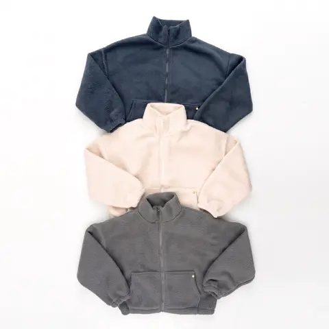 HL Women's High Neck Sherpa Fleece Cropped Zip-Up Jacket - Warm, Soft, Fluffy, Cozy Chic Preppy Essential Top with Pocket, Women's Jackets, Cropped Jacket