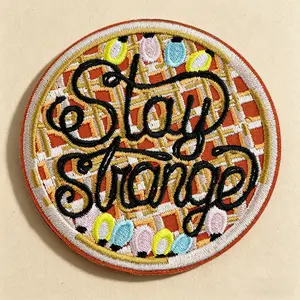Stay Strange Embroidered Patch, Geometric Embroidery Design, Heat Transfer Adhesive, Ideal for Clothing Jackets Hats Accessories, Durable & Easy Application