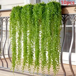 39 Inch 10 Pcs Artificial Greenery Ivy Vines, Dense Faux Leaves Hanging Vine Strips, Wall Home Garden Decor, Indoor Outdoor Use, Wedding Party Holiday Festival Decoration, Easy to Hang