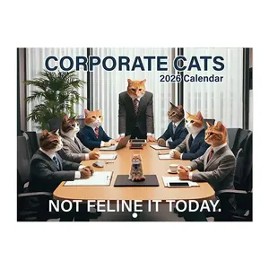 2026 Company Cat Calendar, Funny Business Cat Poster, Office Decor Monthly Planner, Humorous Gift for Cat Lovers & Professionals