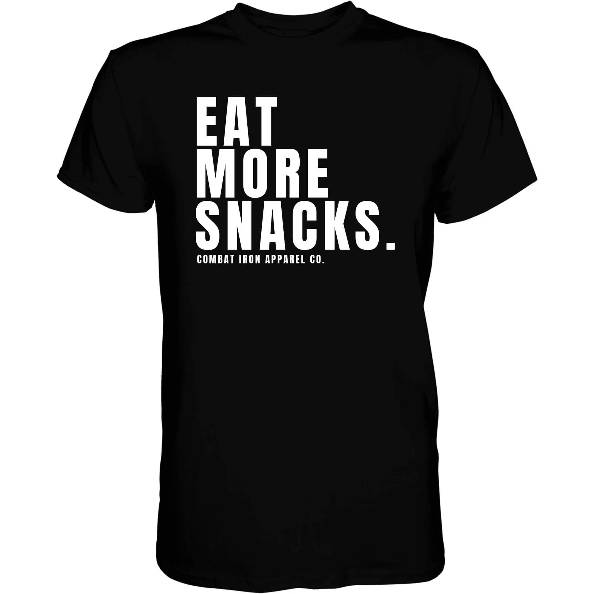 COMBAT IRON Men's Cotton Short-Sleeve Round Neck Tapered Athletic Tshirt - Menswear, Eat More Snacks Graphic Tee, Breathable Cotton Fabric