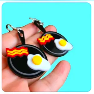 3D Earrings, Fun Earrings, Breakfast Earrings aretes mexicanos