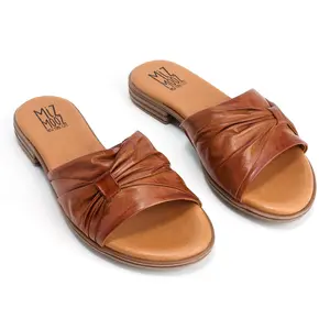 Miz Mooz Leather Ruched Slide Sandals - Daisey