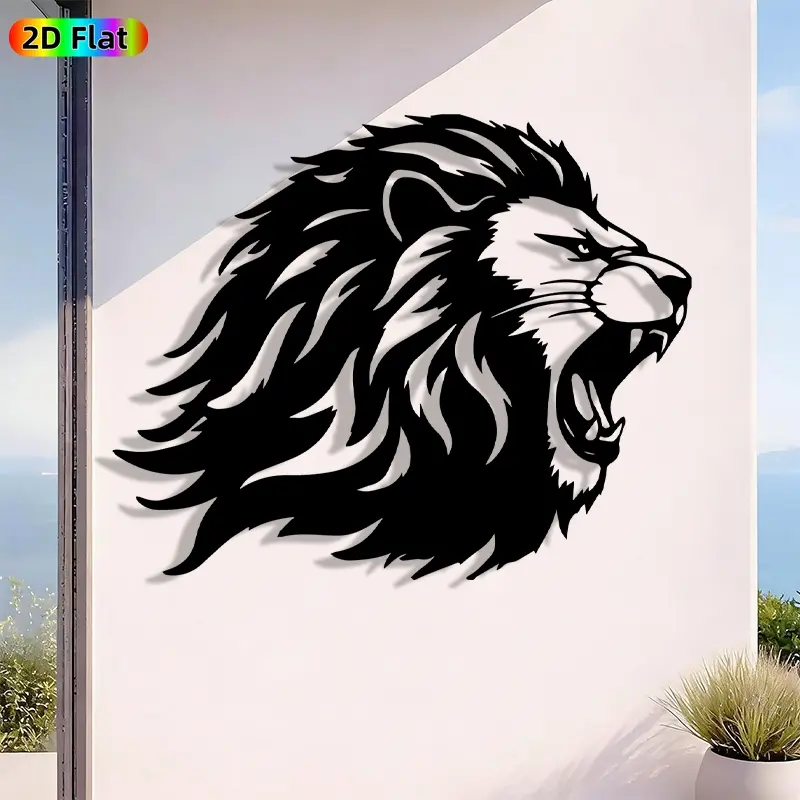 1pc Avant - Garde Lion Head Metal Wall Art, Avant - Garde Lion Head Statue Mural, Iron Craft, Perfect for Living Room, Garden, Zoo Corner Decor, Highquality Engraving, Intricate Craftsmanship, Christmas Decor, Ideal Gift for Trend Seekers