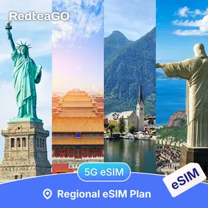 RedteaGO Global Region eSIM Unlimited Data 5G International Travel SIM USA Canada Mexico Europe Japan Korea China Thailand Singapore Instant QR Code