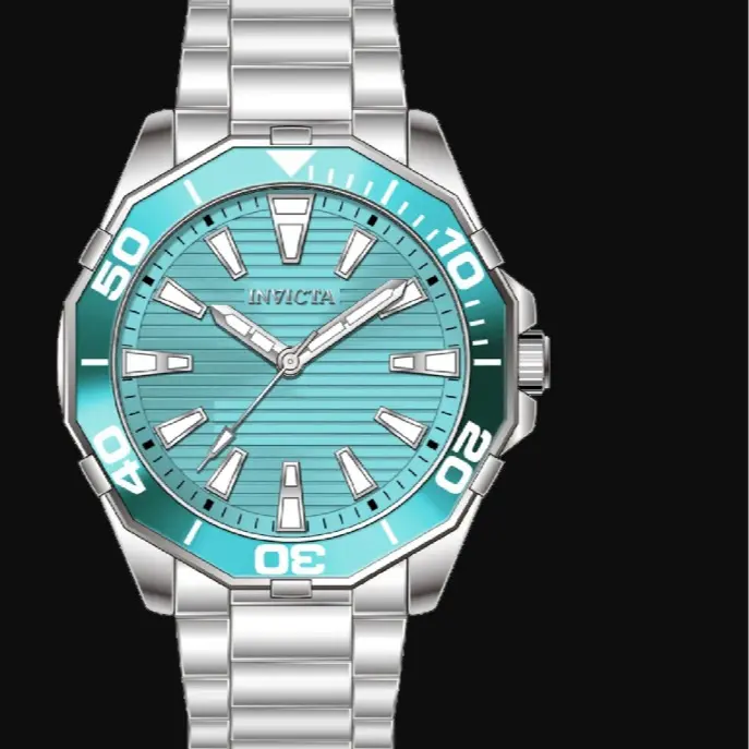 79014 - INVICTA Men's Meridian Diving Watch, 46mm Silver Metal Case, Light Blue Dial, MG68 Quartz Movement