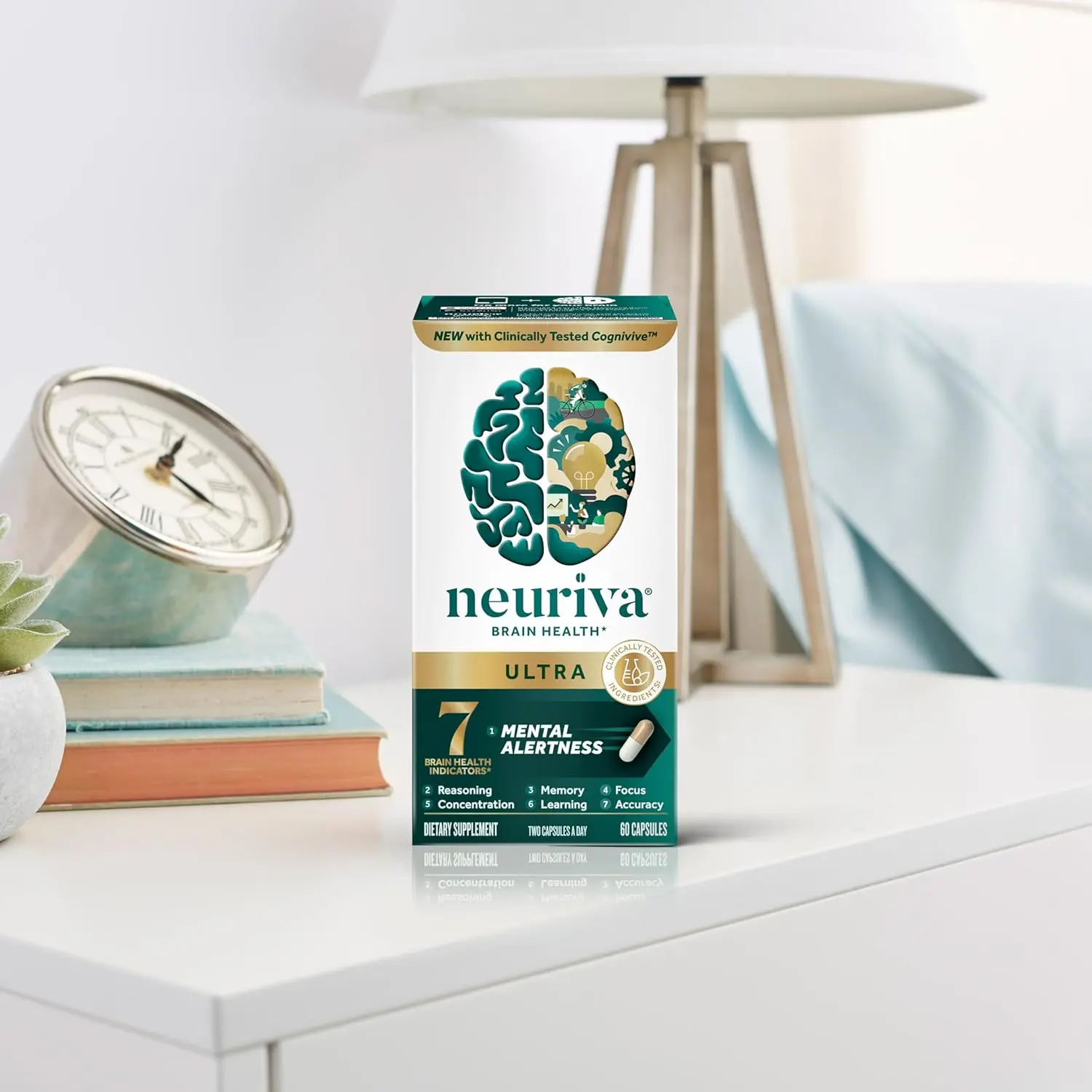 NEURIVA Ultra Brain Supplement - Memory & Focus Support Capsules with Phosphatidylserine, Cognivive, Neurofactor, Vitamins B6, B12 & Folic Acid, 60 Count