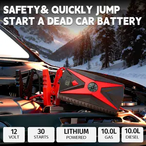 2000A 12V Car Jump Starter | 10.0L Gas/Diesel | Built-in Compass | 3-in-1 Power Bank+Flashlight+SOS | Never Get Stranded portable bank