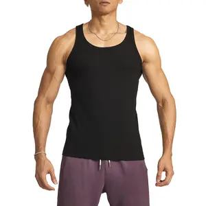 Ouber Men's Ribbed Gym Tank Top Fitness Workout Muscle Sleeveless Bodybuilding Shirt