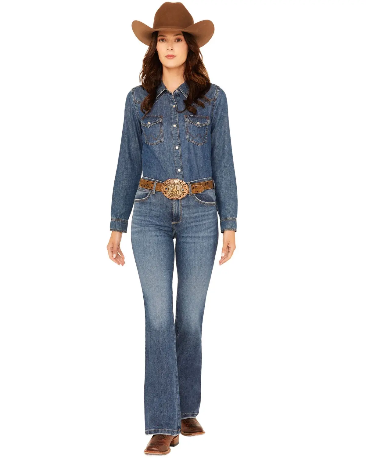 Wrangler Women's Women'S Lily Medium Wash Bespoke High Rise Flare Stretch - 112359281