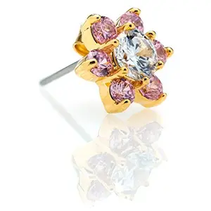 LIFETIME JEWELRY 9mm Cubic Zirconia Flower Stud Earrings 24k Real Gold Plated
