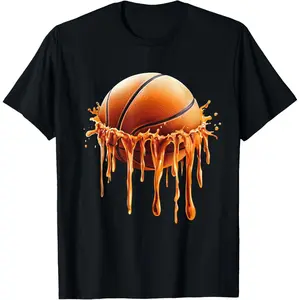 Basketball Drip Graphic T-Shirt        Graphic tees Casual Shortsleeve