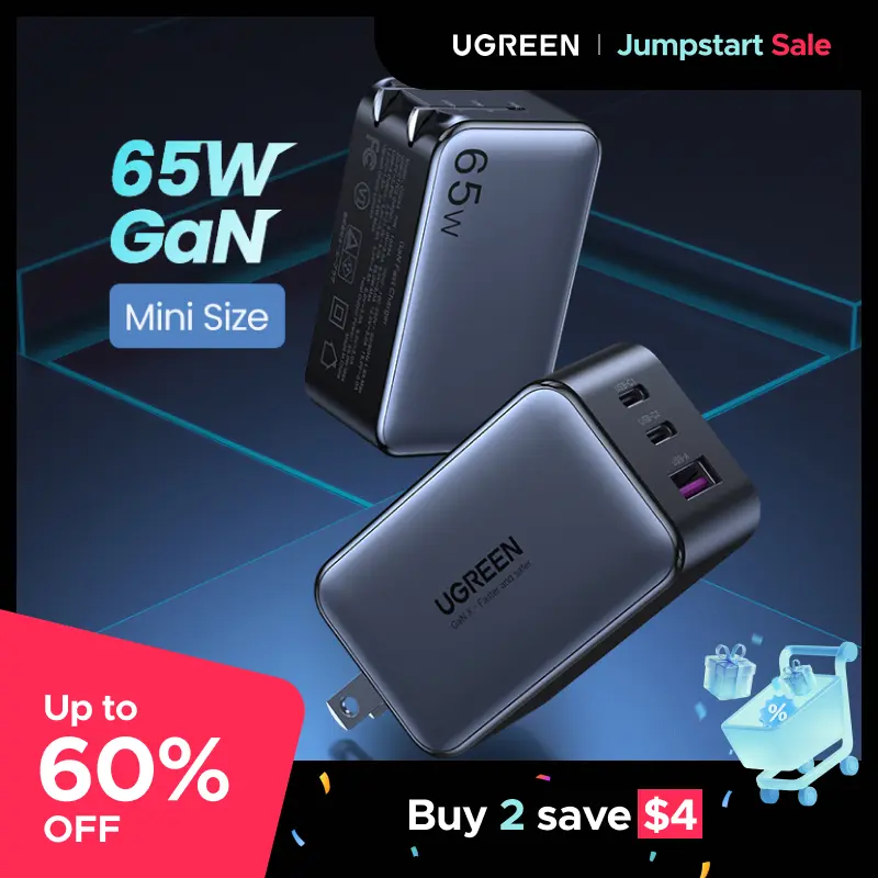 UGREEN Nexode 65W GaN USB C Wall Charger, 3-Port Compact Foldable Fast Charger Power Adapter for iPhone 17/16/15 Series, Galaxy S25/S24, Pixel 10/9, MacBook Pro/Air, Dell XPS, iPad Pro (Black),Tiktokshopstockup 