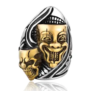 Unisex Skull Joker Crow Ring - Men's Vintage Titanium Steel, US Sizes 7-13  A Perfect Gift For: Lovers, Friends, Boyfriends, Girlfriends, Wife, Husband, Thanksgiving, Independence Day, Halloween, Black Friday, Christmas, and New Year   W704
