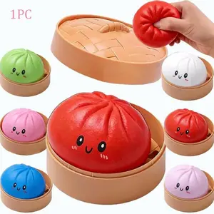 Simulation Steamer Baozi Stress Relief Toy, Colorful Smile Face, Quick Rebound, Large Baozi, Fun Squeeze Toy for Relaxation